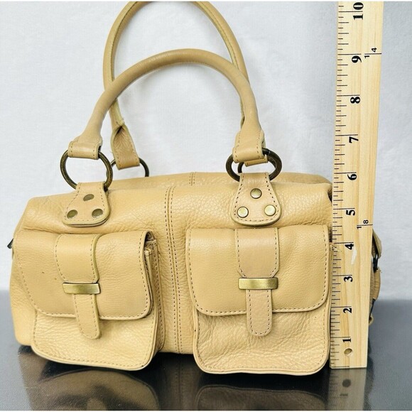 Naturalizer Tan Pebble Grain Leather Handbag Double Front Pockets 12"x5"x6" - Picture 14 of 15